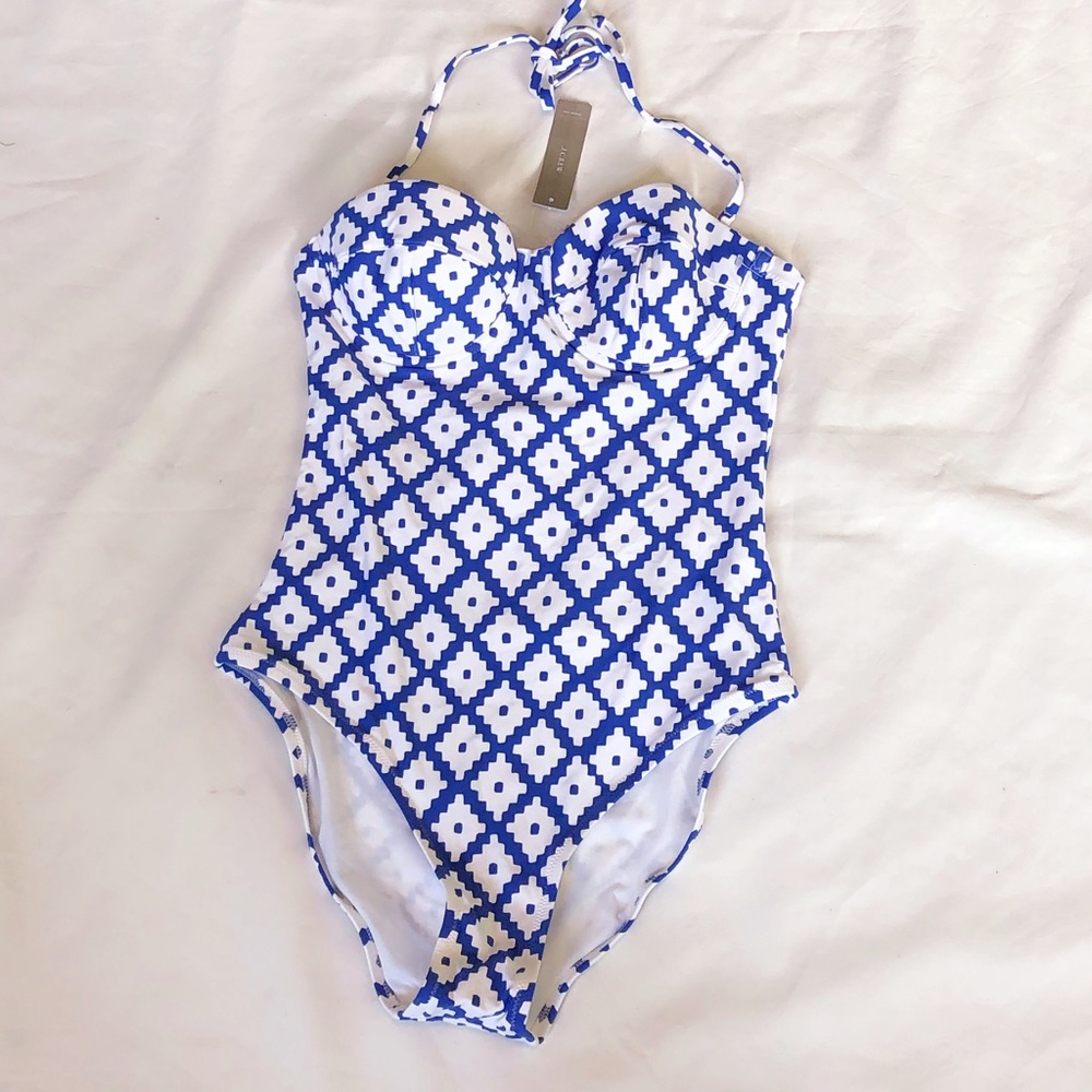 J Crew Underwire One Piece Swimsuit SZ Blockprints - Picture 3 of 6